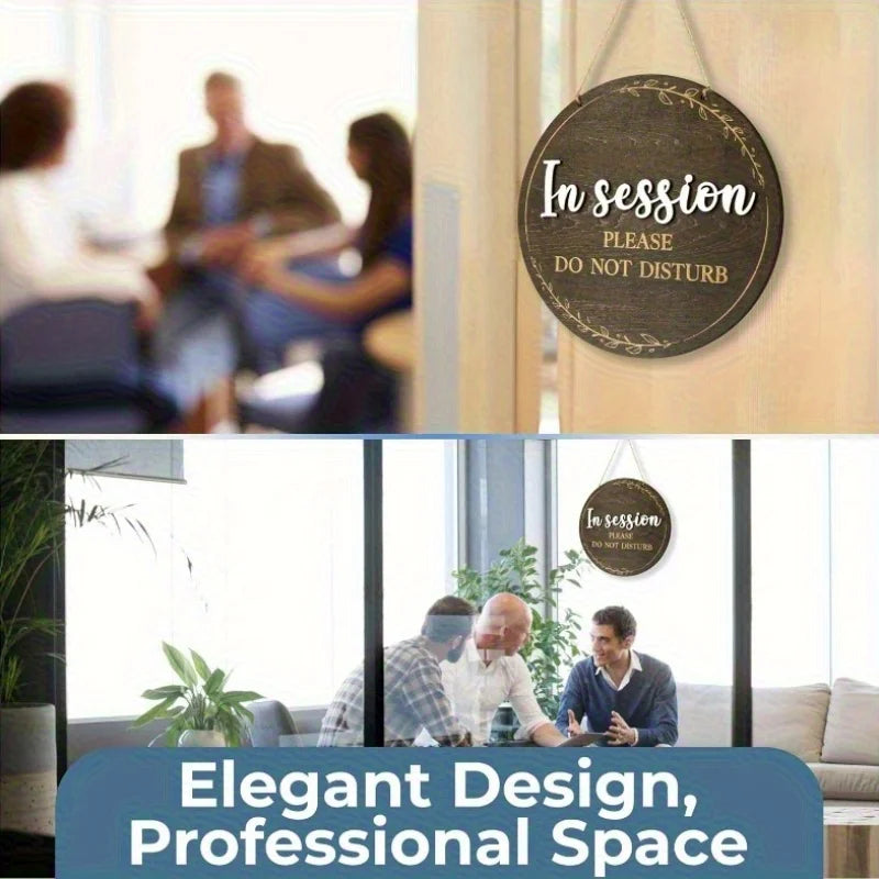 In Session - Please Do Not Disturb | Wooden Door Sign for Therapists and Massage Relax Offices - "Welcome, Knock" Design with Go