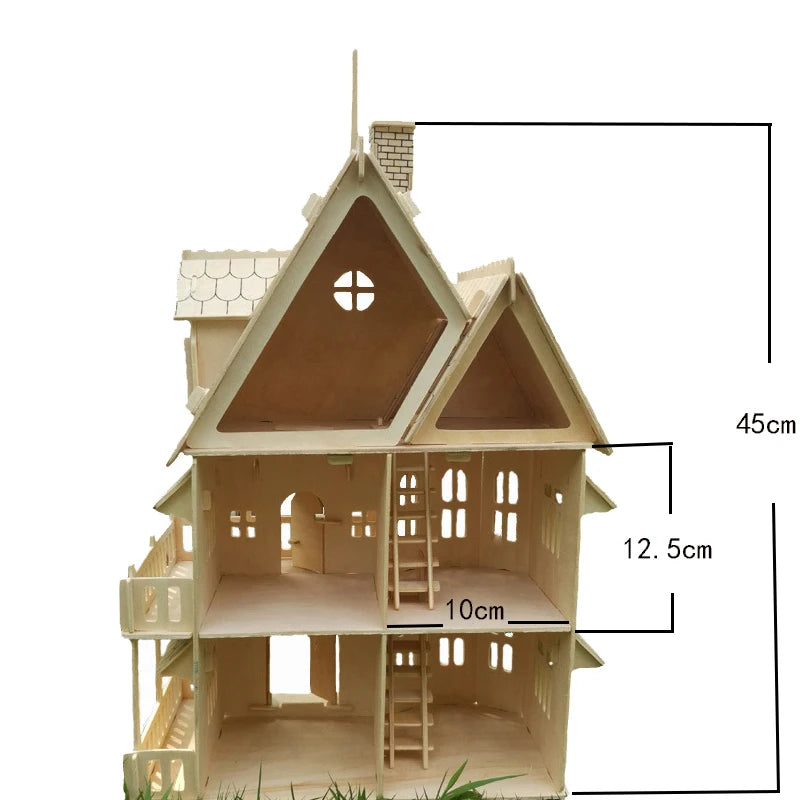 Wood Miniature Dollhouse DIY Doll House Assembled Educational Pretend Play Toys Mini 3D Stereo Puzzle House For Children Girls