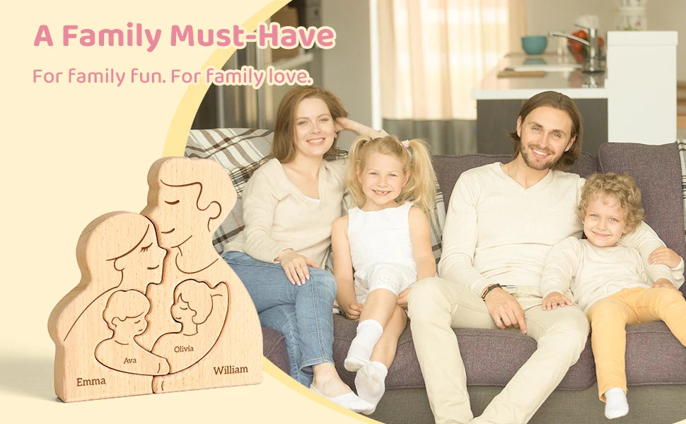 Wooden Family Puzzle Personalized Puzzles 2-5Names Birthday Anniversary Wedding Gifts for Women Men Customized Home Decor