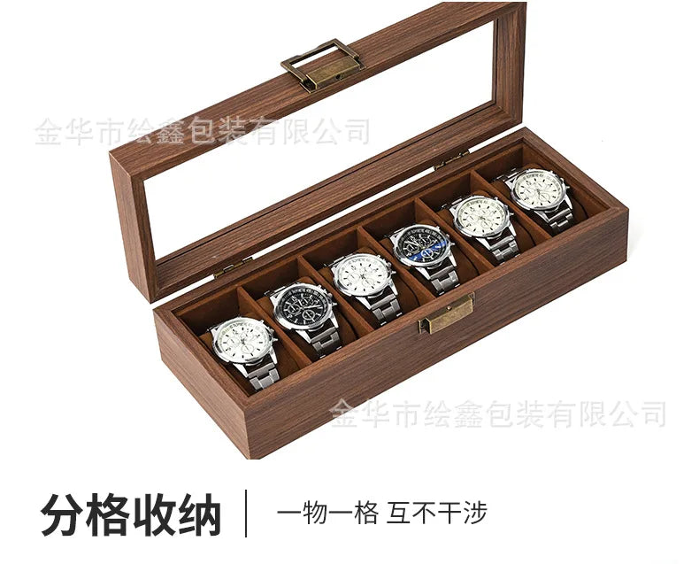 wooden watch storage and display box made of black walnut wood, multi-functional case for collecting watches, jewelry