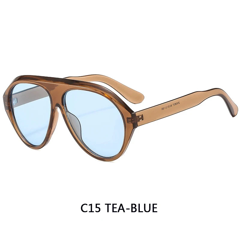Large Frame Pilot Sunglasses Unisex Oversize Fashion Brown Sunglasses Brand Design Winter Eyewear