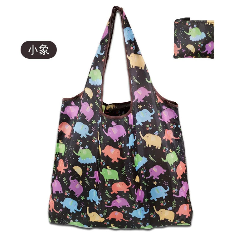 Large Foldable Reusable Eco Bag - Shoulder Shopping Tote Pouch for Grocery, Beach Toy Storage, Eco-friendly Package