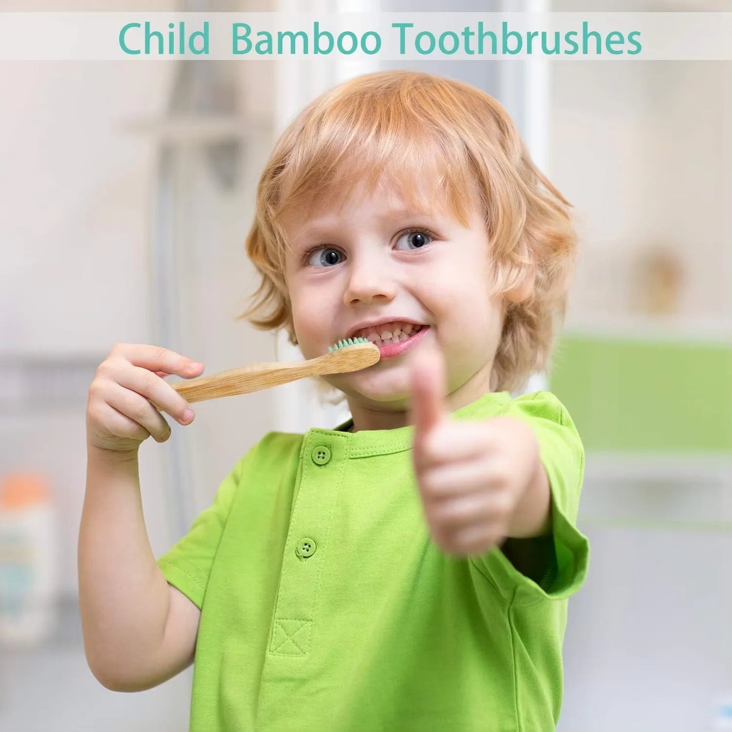 New Eco Organic Children's Bamboo Toothbrush, 4 Pack,Ten Colors Soft Fibre Bristles, 100% Biodegradable Handle Eco BPA Free