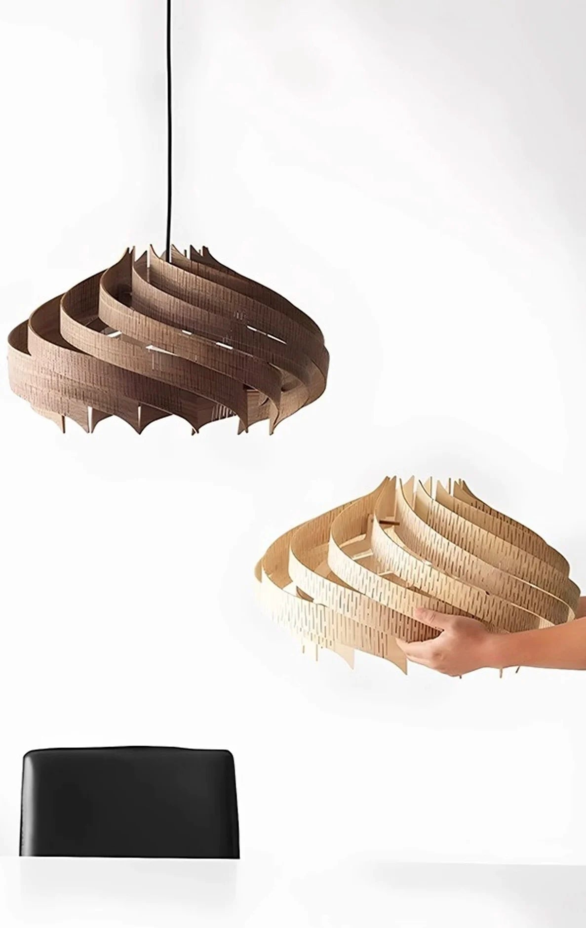 Wood Art Pendant Light, Modern Art Warm LED Decor Lamp for Dining Room Bedroom Bedside Ambient Lighting