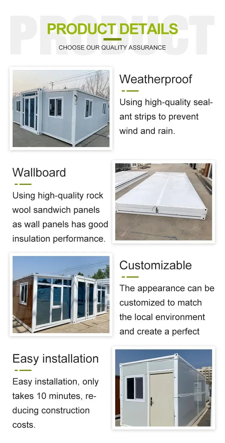 Eco Friendly Container House Folding House Mobile Portable Expandable Tiny Home Container House with Solar Panels Netherlands