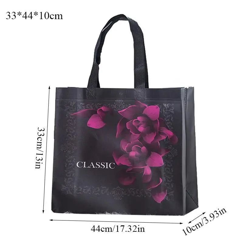 Eco Bag Flower Print Foldable Shopping Bag Reusable Tote Pouch Eco Travel Groccery Bags Female Non-woven Canvas Shopping Bags