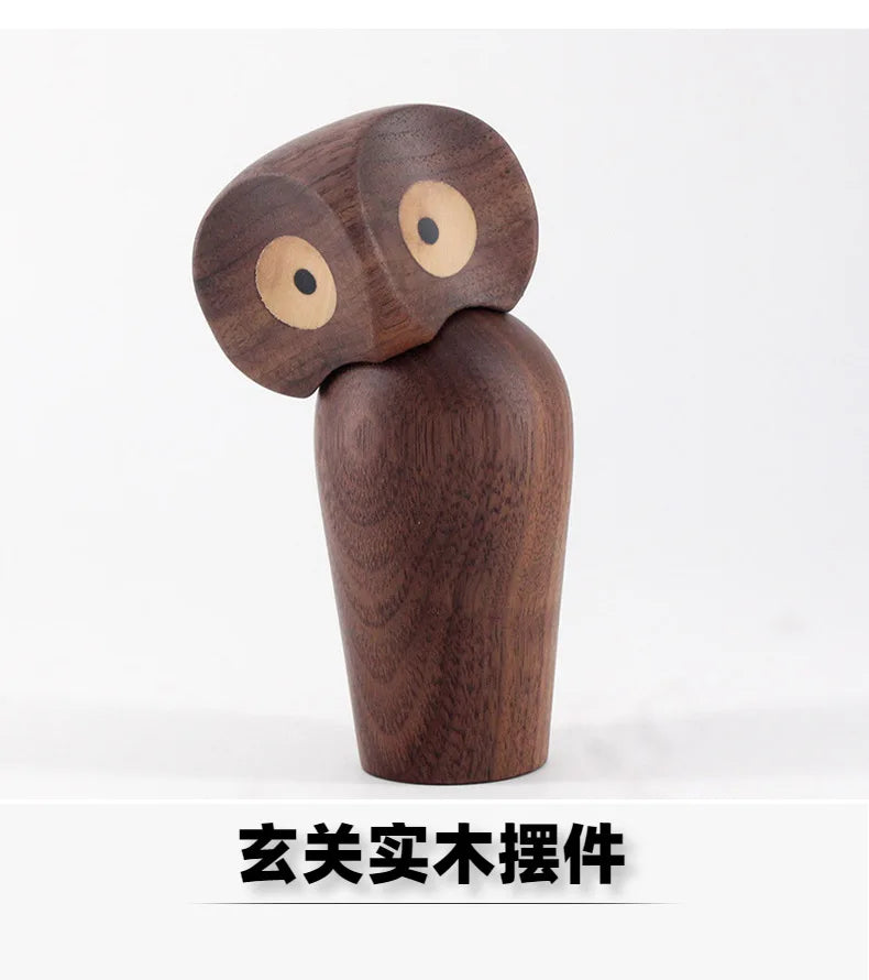 Wooden Owl Decorations, Gifts, Creative Home Decor Accessories, Decorative Figurines, Modern Miniature Sculptures