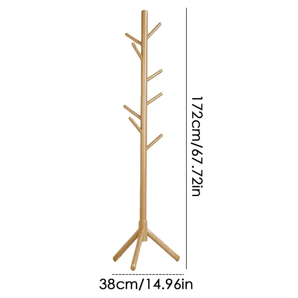 Wood Tree Coat Rack Floor Hanging Clothes Rack Clothes Rack Bedroom Hat Stand Home Furniture Drying Rack With 8 Hooks