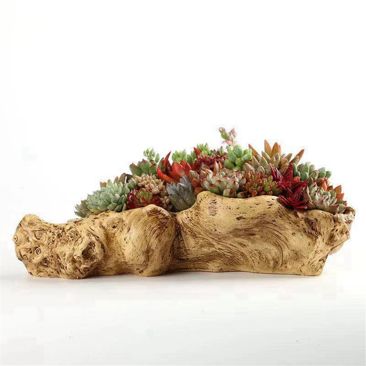 Wooden ornamentsPastoral Retro Landscape Flower Pot Resin Tree Stump Planter Artificial Driftwood Sculpture Rustic Succulent