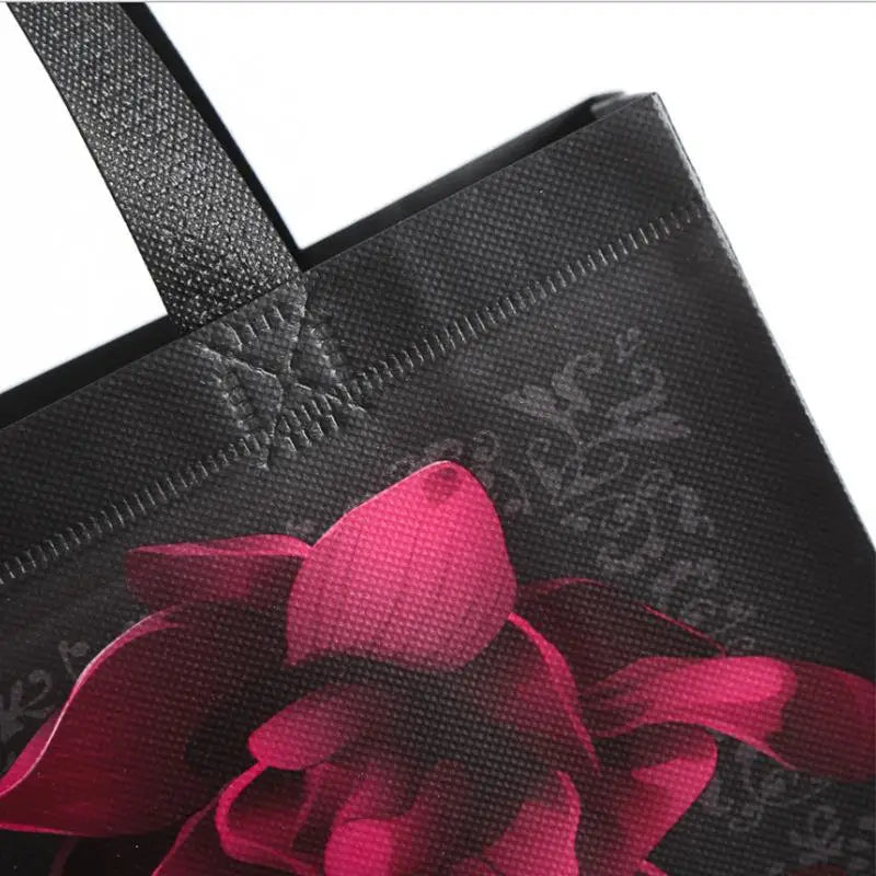 Eco Bag Flower Print Foldable Shopping Bag Reusable Tote Pouch Eco Travel Groccery Bags Female Non-woven Canvas Shopping Bags
