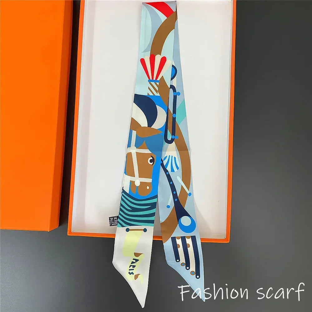 Colorful Horse Print Scarf Long Strip Ribbon Korean Style Multi-use Women Accessories Hair Bandana Bag Wrap Neckwear New Arrival