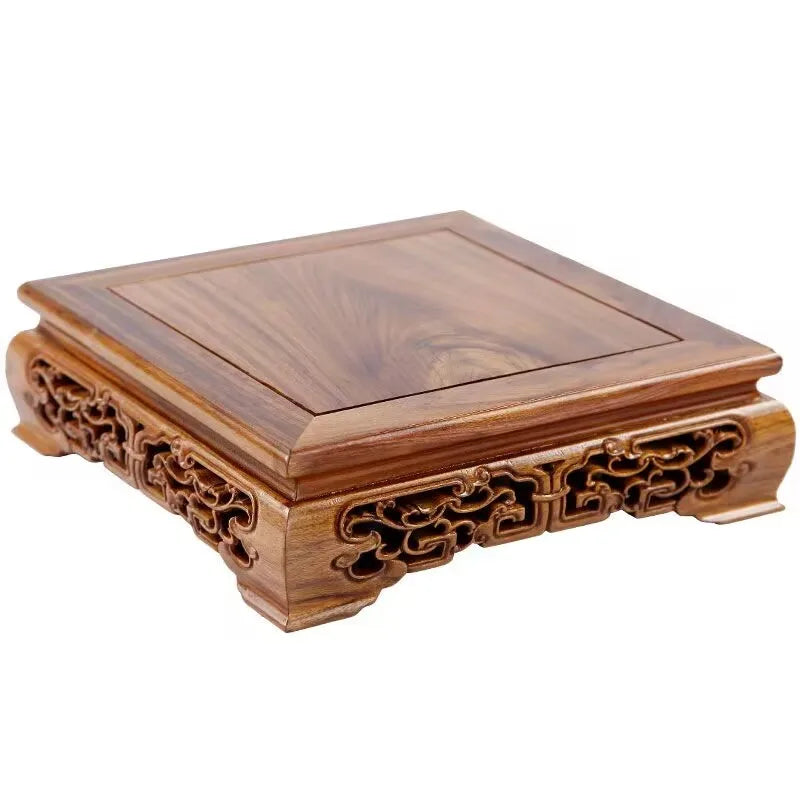Top Wooden Pedestal Display Stand Coffee Tea Sets Miniature Base for Figurines Vases Flower Pots Incense Burner Home Decor