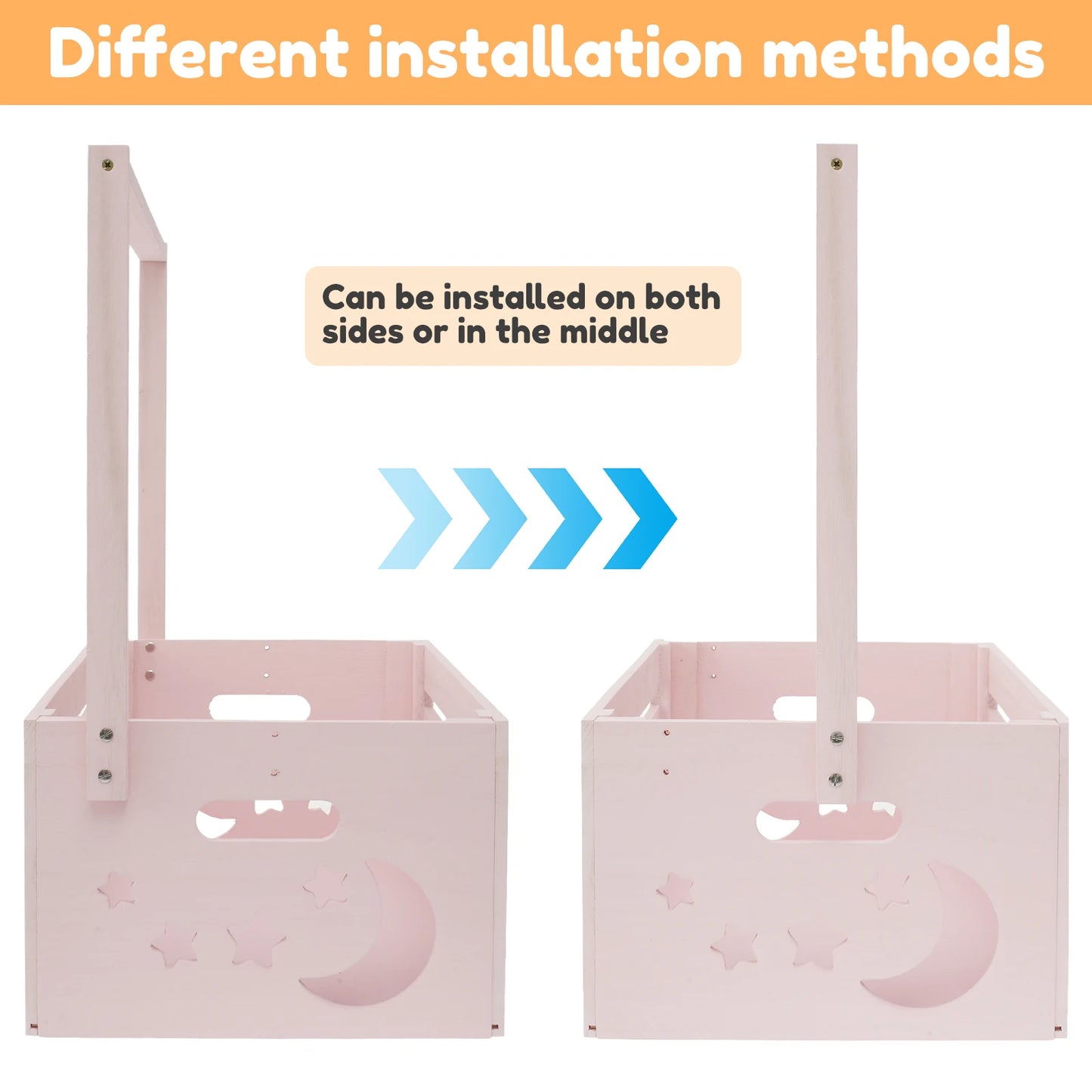 Wood Baby Shower Storage Basket Baby Toys Storage Crate with Handle Decorat Multipurpose Gift Basket for Boys Girls New Parents