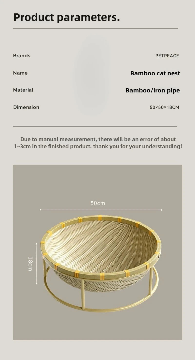 Bamboo Woven Cat Bed Moisture-proof Washable and Breathable Cats Beds and Furniture Wear Resistant Pet Products Cat Accessories