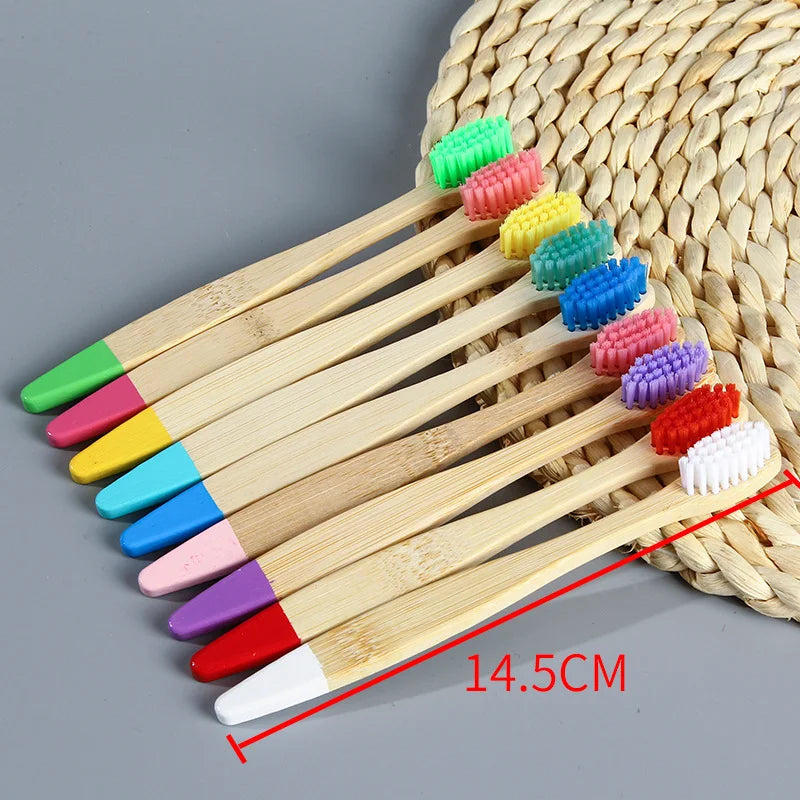 New Eco Organic Children's Bamboo Toothbrush, 4 Pack,Ten Colors Soft Fibre Bristles, 100% Biodegradable Handle Eco BPA Free