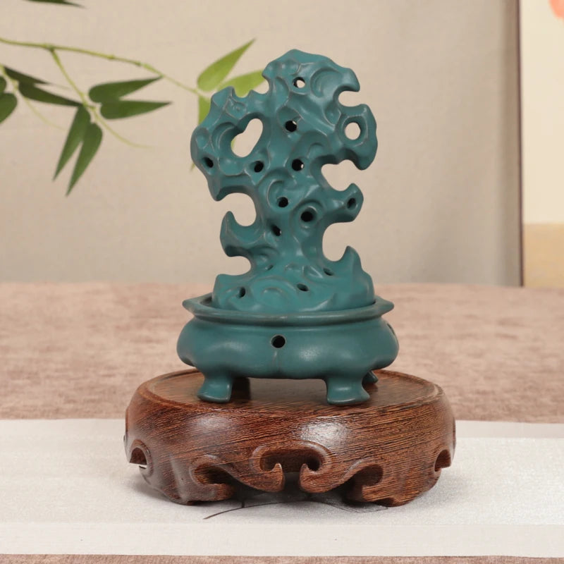 Chinese Solid Wood round Base Display Stand for Fish Tank Porcelain Teapots Buddha Figurines Valuable Craft Showcase