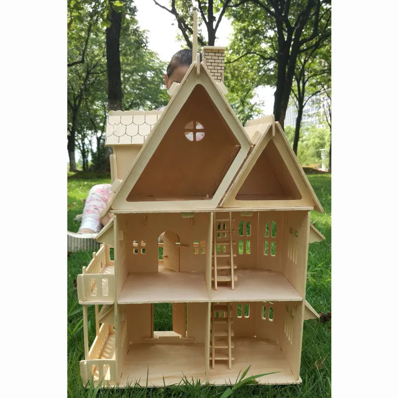 Wood Miniature Dollhouse DIY Doll House Assembled Educational Pretend Play Toys Mini 3D Stereo Puzzle House For Children Girls