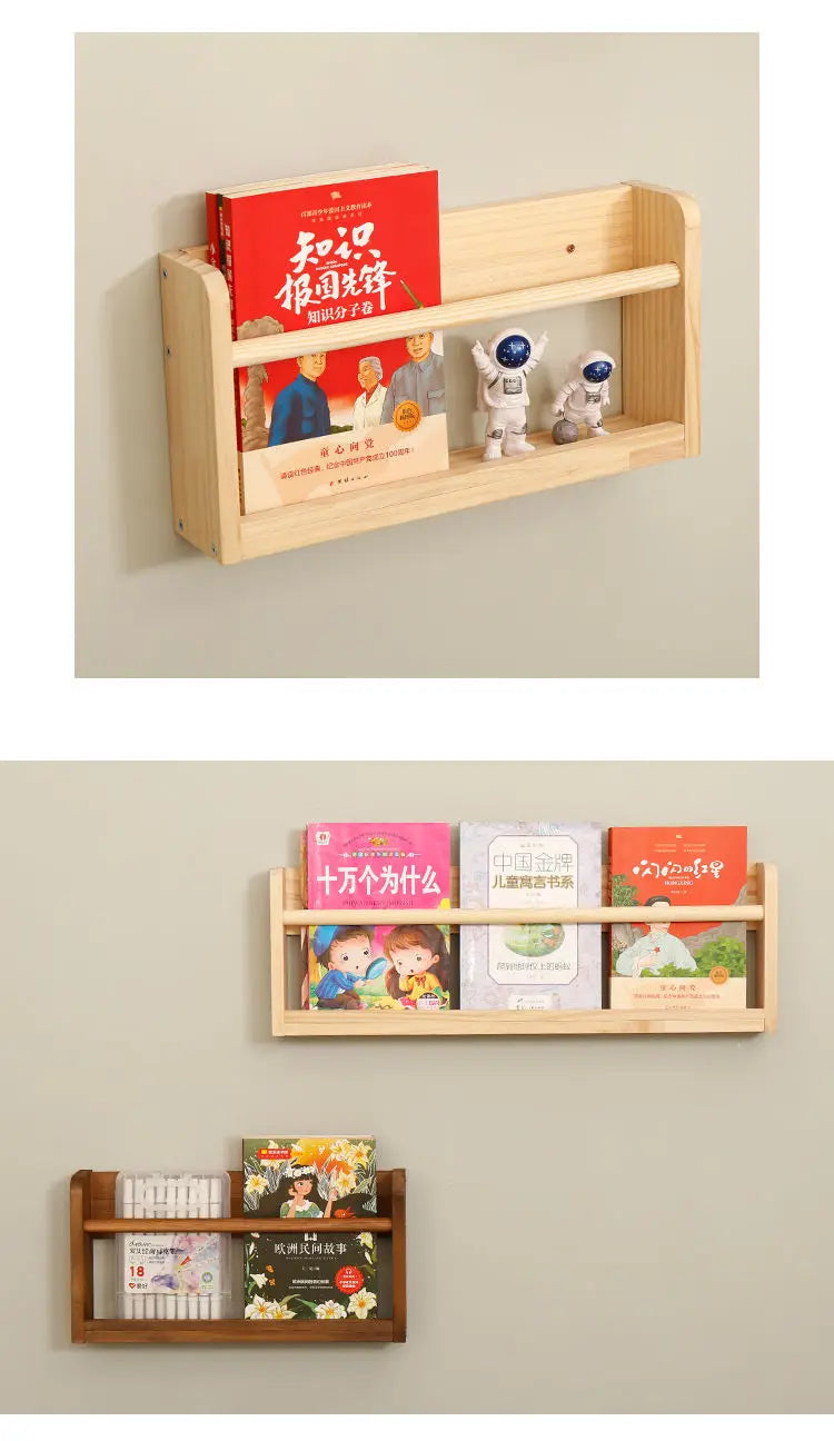 Wood Nursery Book Shelf Wall Mounted,Floating Bookshelf for Kids Room,Toys and Books Storage Organizer Bookshelves for Bedroom