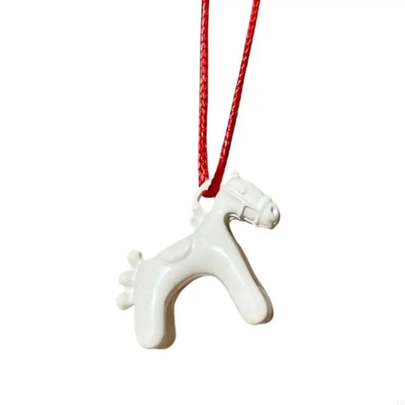 Artistic Enamel Coated Horse Charm Necklace With Intricate Craftsmanship Adjustable Length Cord For Daily Styling