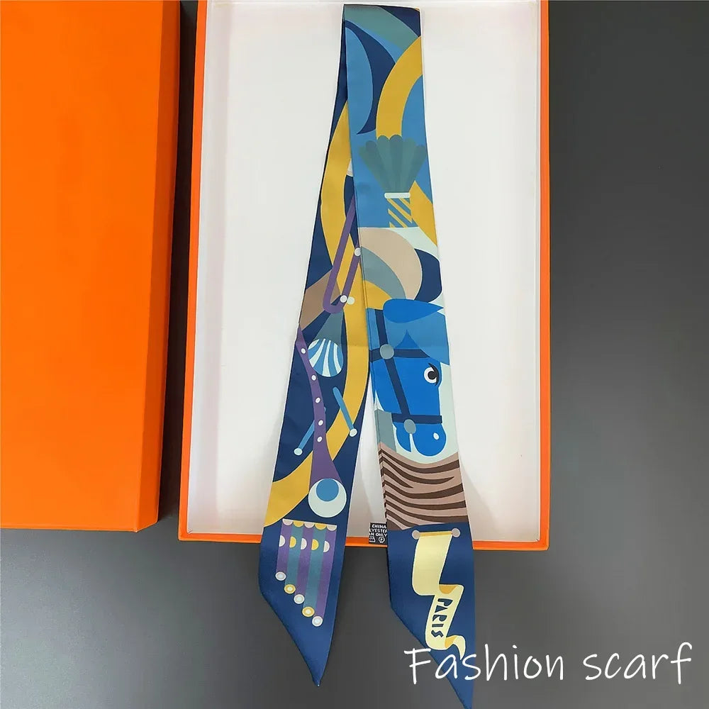 Colorful Horse Print Scarf Long Strip Ribbon Korean Style Multi-use Women Accessories Hair Bandana Bag Wrap Neckwear New Arrival