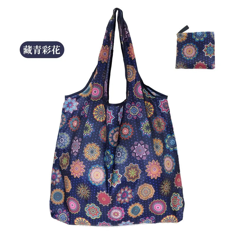 Large Foldable Reusable Eco Bag - Shoulder Shopping Tote Pouch for Grocery, Beach Toy Storage, Eco-friendly Package