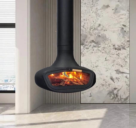 Wood burner  Indoor Suspended Floating Rotating Decorative Steel  with Glass Door