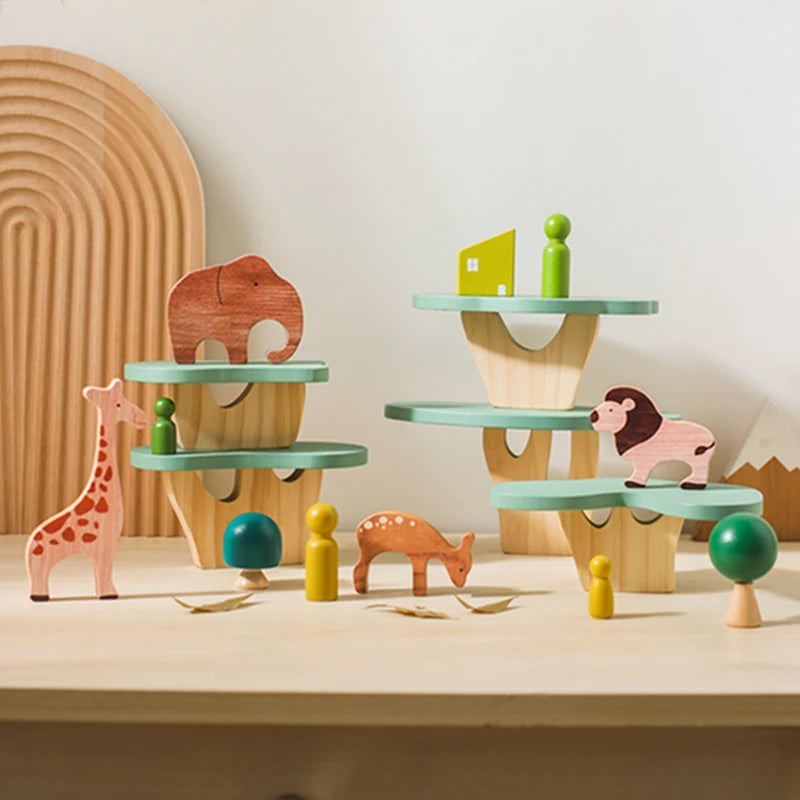 Wooden Forest Blocks Place Toy Wooden Geometric Animal Scene Placement Game Fine Educational Toy For Babies Baby Room Home Decor